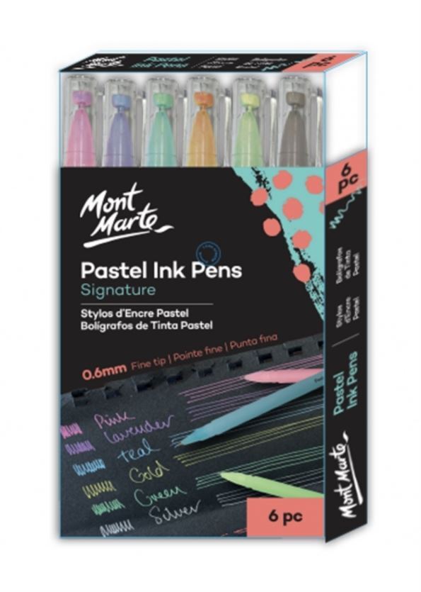 Mont Marte Signature Pastel Ink Pens 0.6mm Fine Tip 6pc- main image