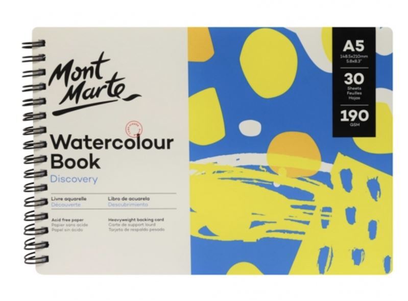 Mont Marte Discovery Watercolour Book Spiral Bound A5 190gsm- main image