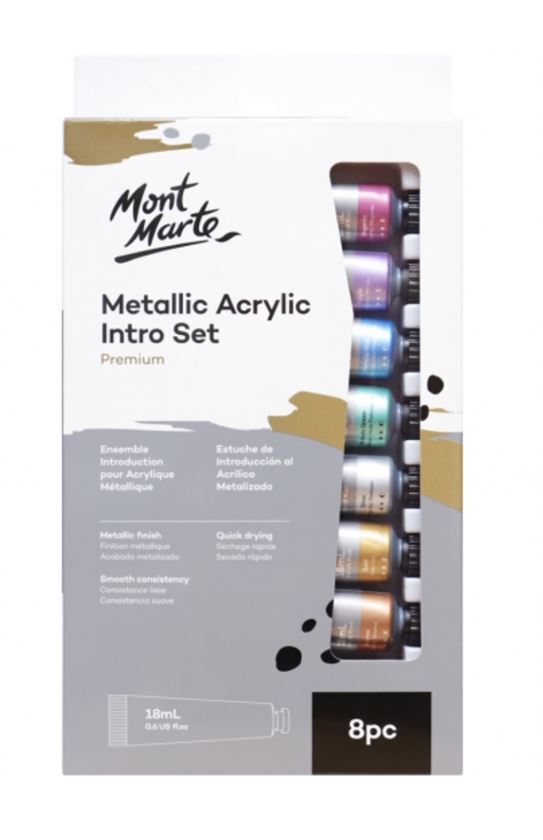 Mont Marte Premium Metallic Acrylic Paint Intro Set 8pc x 18ml- main image