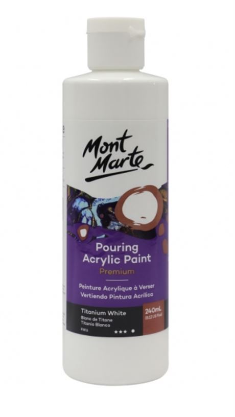 Mont Marte Acrylic Pouring Paint 240ml Bottle - Titanium White- main image