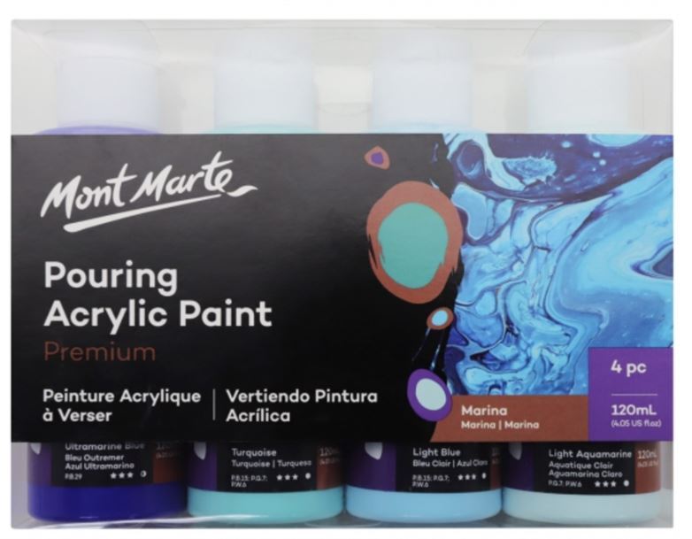 Mont Marte Premium Pouring Acrylic Paint 120ml 4pc Set - Marina- main image