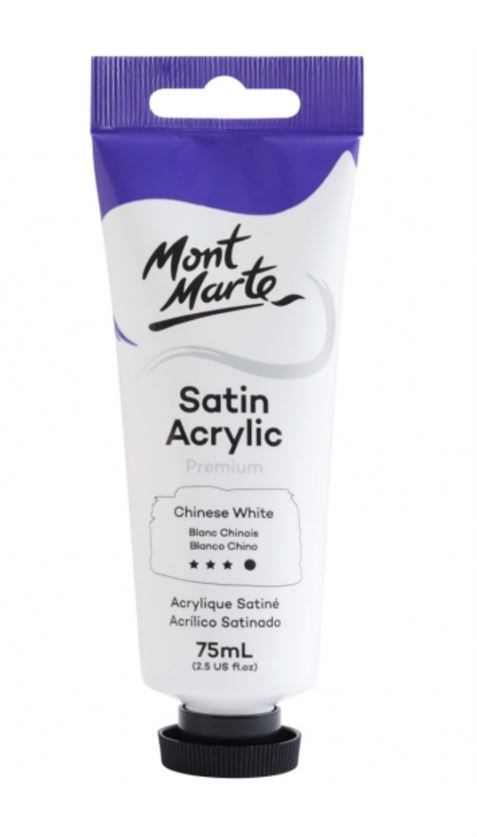 Mont Marte Premium Satin Acrylic Paint 75ml Tube - Chinese White- main image