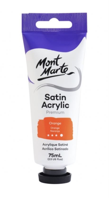Mont Marte Premium Satin Acrylic Paint 75ml Tube - Orange- main image