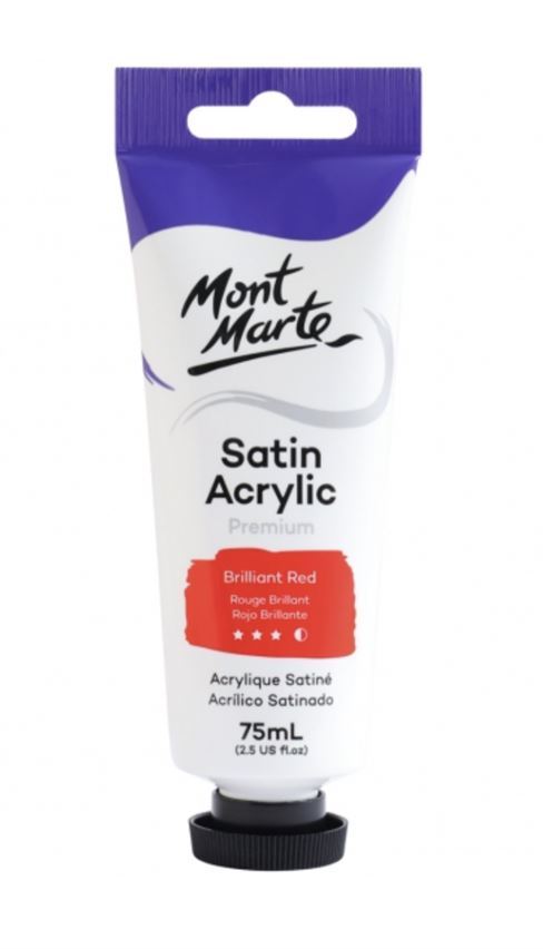 Mont Marte Premium Satin Acrylic Paint 75ml Tube - Brilliant Red- main image