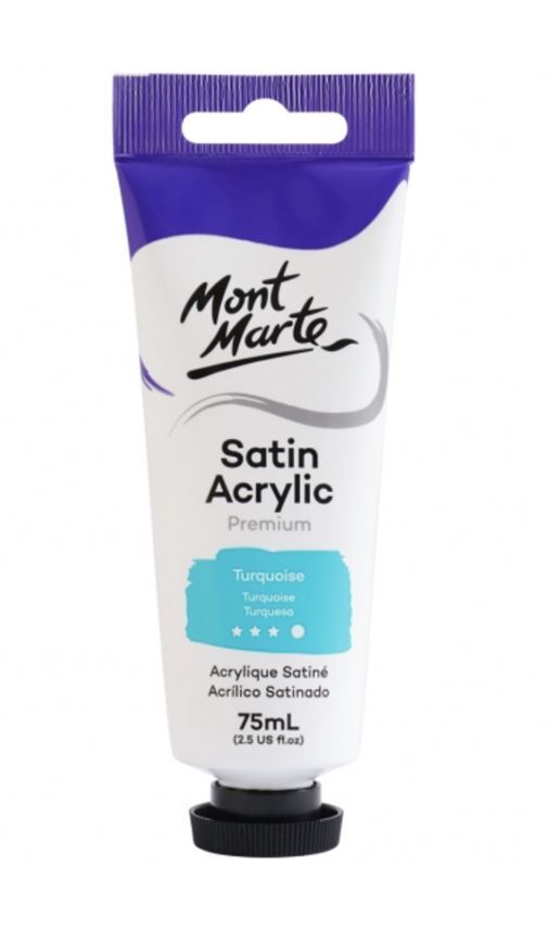 Mont Marte Premium Satin Acrylic Paint 75ml Tube - Turquoise- main image