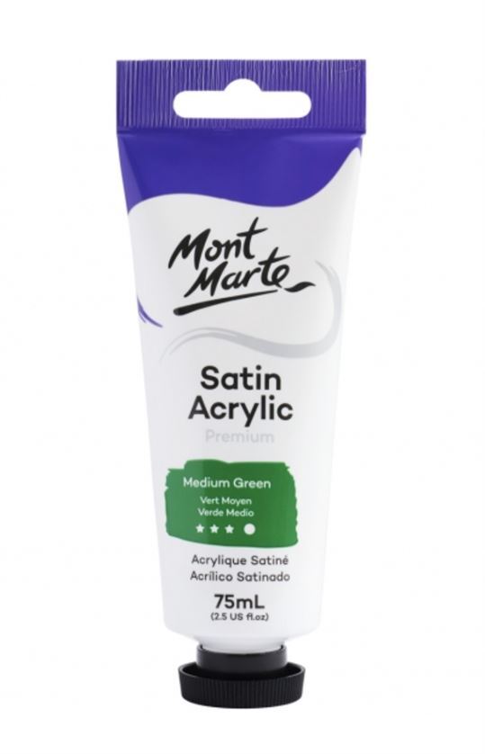 Mont Marte Premium Satin Acrylic Paint 75ml Tube - Medium Green- main image