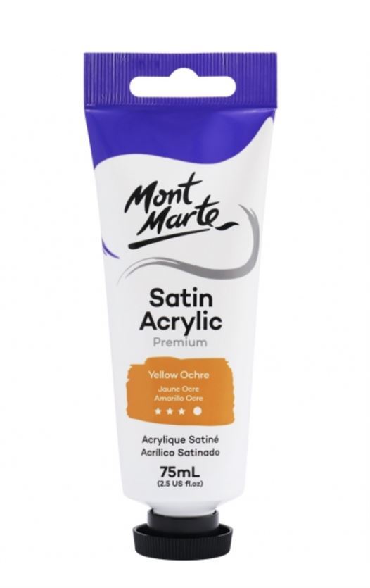 Mont Marte Premium Satin Acrylic Paint 75ml Tube - Yellow Ochre- main image