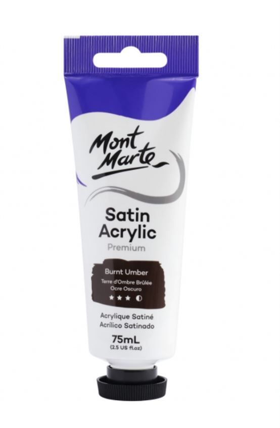 Mont Marte Premium Satin Acrylic Paint 75ml Tube - Burnt Umber- main image