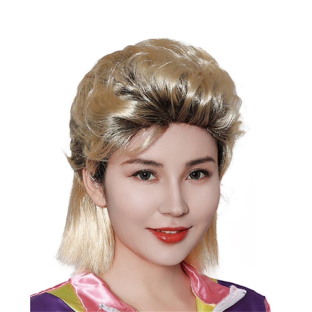Female 80s Blonde Mullet Wig Discount Party Supplies Online BargainPlus