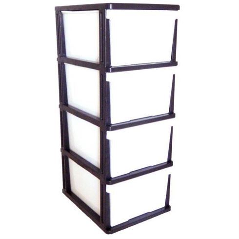 Mega 4 Drawer Black White Plastic Storage Organiser Home Office Solutions Mega 4 Drawer Black White Plastic, 4 Drawer Storage Unit Plastic Home Bargains