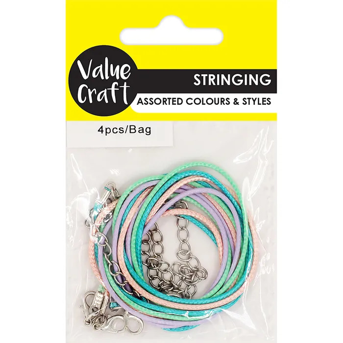 Necklace Cord 42cm Pastel Colours 4 Pack Cheap Beading Supplies