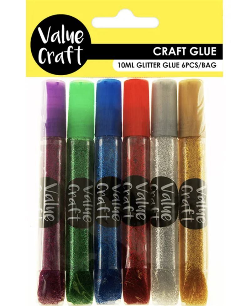 Value Craft Glitter Glue Set Assorted 6x10ml Cheap Art Supplies Online