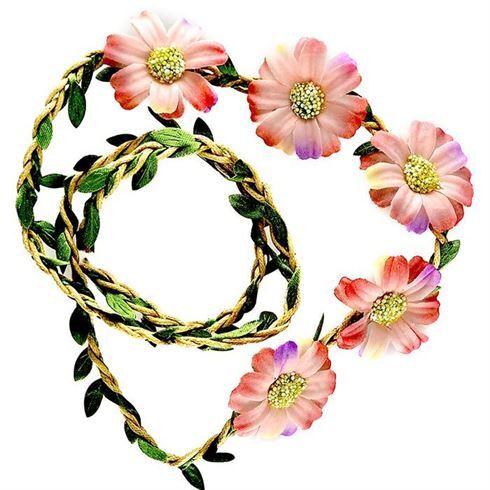 Garland Twine Natural with Pink Daisy Leaf- main image