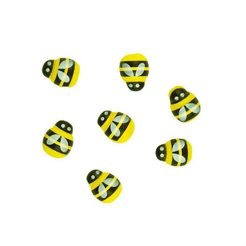 Assorted Wooden Bees 15mm 40pk- main image