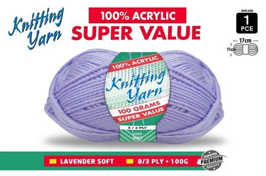 Knitting Yarn 100% Acrylic 8ply 100g Lavender- main image