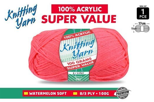 Knitting Yarn 100% Acrylic 8ply 100g Watermelon- main image