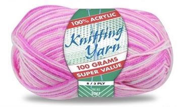 Knitting Yarn 100% Acrylic 8ply 100g Multi Colour Pink Mix- main image