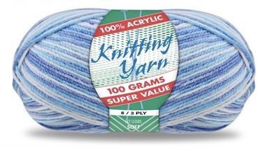 Knitting Yarn 100% Acrylic 8ply 100g Multi Colour Sky Clouds- main image