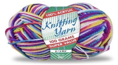 Knitting Yarn 100% Acrylic 8ply 100g Multi Colour Candy Shop- main image