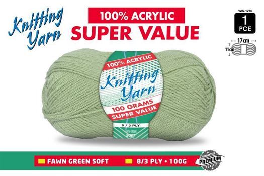 Knitting Yarn 100% Acrylic 8ply 100g Fawn Green- main image