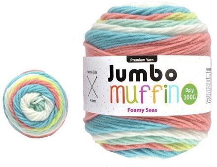 Jumbo Muffin Premium Knitting Yarn 8ply 200G Foamy Seas- main image