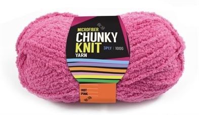 Chunky Knitting Wool/Yarn 100G - Hot Pink - 3 Ply Microfiber 100% Polyester- main image