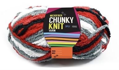 Chunky Knitting Wool/Yarn 100G - Red Mix - 3 Ply Microfiber 100% Polyester- main image