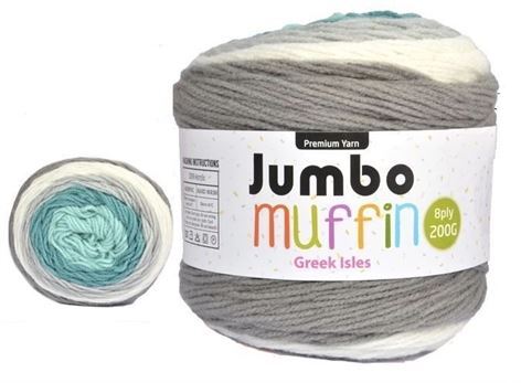 Jumbo Muffin Premium Knitting Yarn 8ply 200G Greek Isles- main image