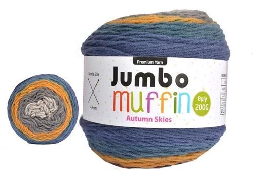 Jumbo Muffin Premium Knitting Yarn 8ply 200G Autumn Skies- main image
