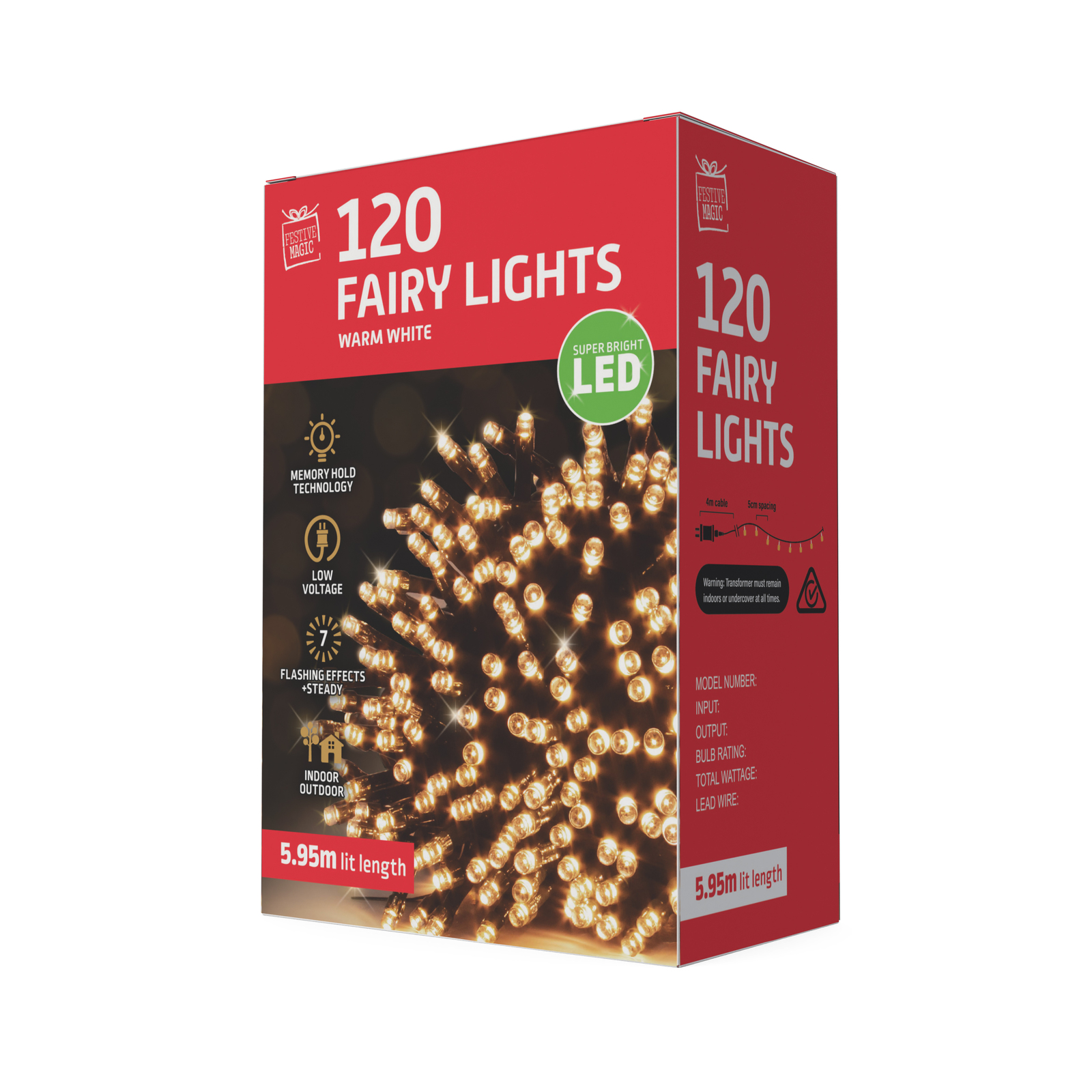 120 LED Fairy Lights Warm White- main image