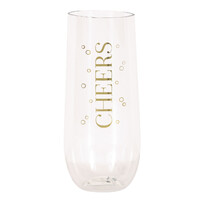 Gold Foil Stamped "Cheers" Plastic Stemless Champagne Flute 266ml- main image