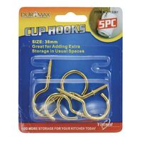 Brass Coated Cup Hooks 38mm 5 Pack- main image