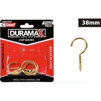 Brass Coated Cup Hooks 38mm 5 Pack- main image