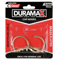 Brass Coated Cup Hooks 50mm 3pk- main image