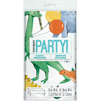 Partying Dino Printed Tablecover 1.37m x 2.13m- main image