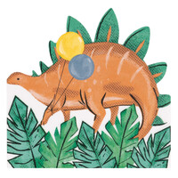 Partying Dino 16 Dino Shaped Luncheon Napkins 31cm x 30cm- main image