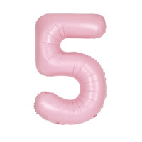 Pastel Matte Pink Number 5 Foil Balloon 86cm- main image