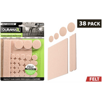 38pc Self Adhesive Floor Surface Protectors Felt Pads Cream Assorted Sizes- main image