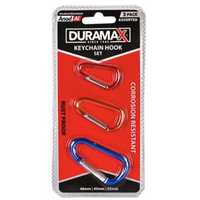 3pc Snap Hook Set Aluminium Carabiner Camping Spring Clip Coloured Assorted Sizes- main image
