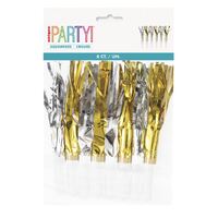 Party Fringed Squawkers - New Year - Gold & Silver 8 Pack- main image