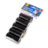 Dog Clean Up Refill Black Bags 5 Rolls x 15pcs- main image