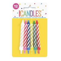 12 Spiral Candles In Holders- main image
