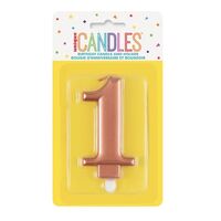 Numeral Candle 1 - Metallic Rose Gold- main image