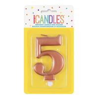 Numeral Candle 5 - Metallic Rose Gold- main image