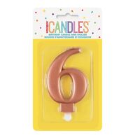 Numeral Candle 6 - Metallic Rose Gold- main image