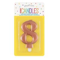 Numeral Candle 8 - Metallic Rose Gold- main image