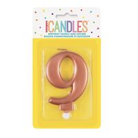 Numeral Candle 9 - Metallic Rose Gold- main image