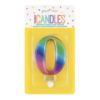 Numeral Candle 0 - Metallic Rainbow- main image