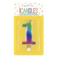 Numeral Candle 1 - Metallic Rainbow- main image