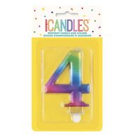 Numeral Candle 4 - Metallic Rainbow- main image
